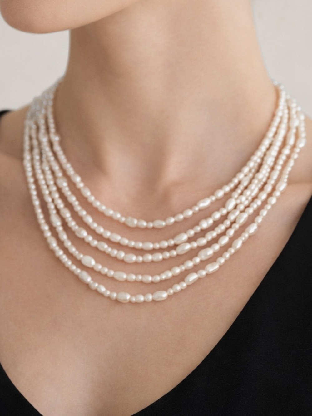 Vintage Napier Multi-Strand Rice Pearl Statement Necklace